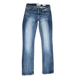 Daytrip Virgo Straight Dark Wash Jeans Size 26R Mid Rise Stretch Fit
